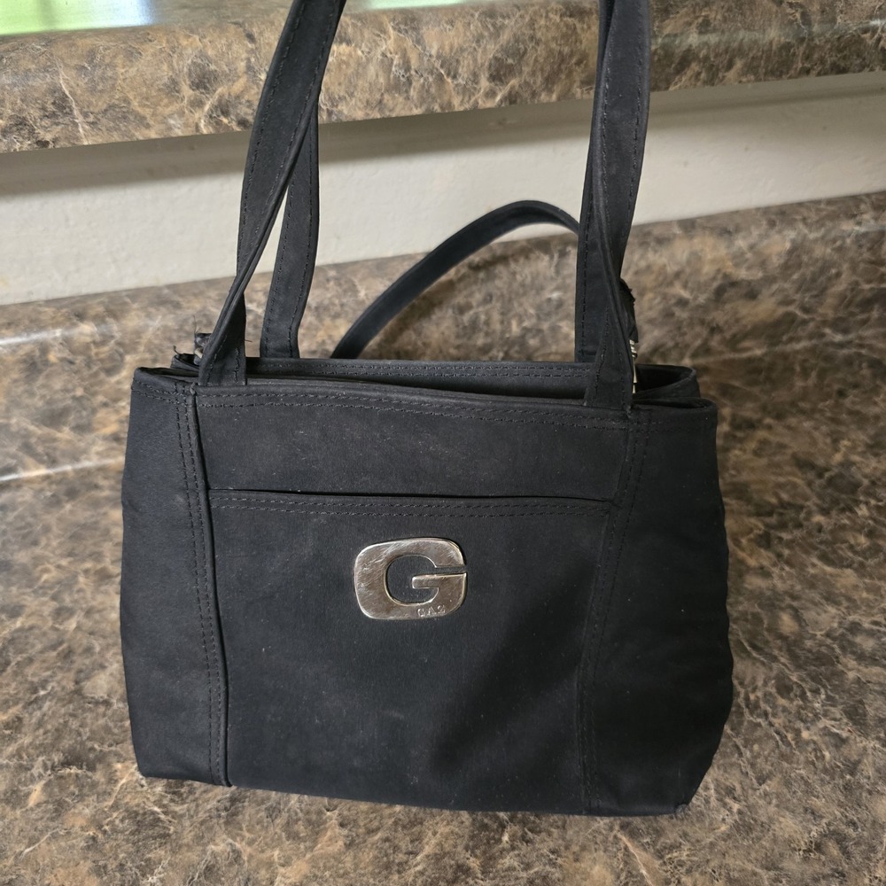 Gaz Black Nylon Silver Logo Shoulder Tote Bagâ Handbag Zip Vintage 90's/ 00's